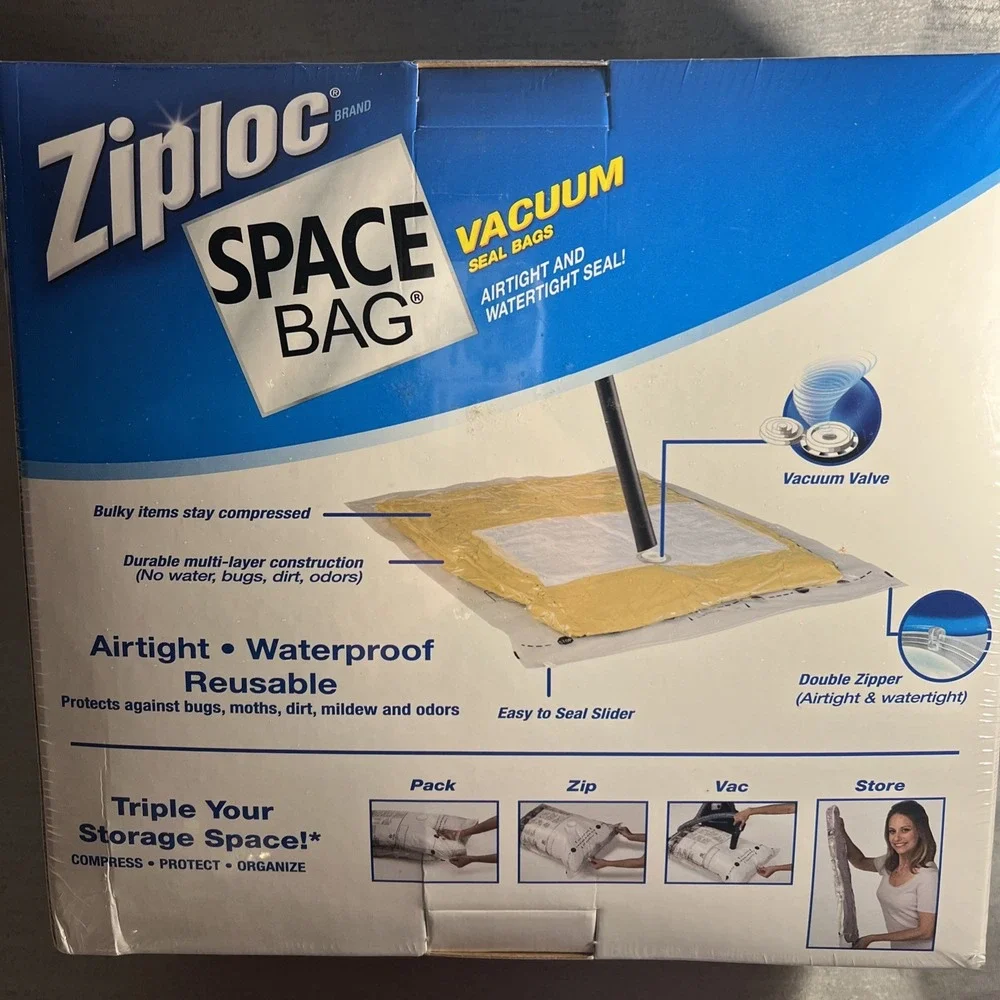 NEW Ziploc Space Bag Combo 12 Value Pack Vacuum Seal Air & Water Tight Storage